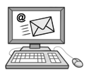 Leichte Sprache Bild: ein Computer mit einer E-Mail auf dem Bildschirm