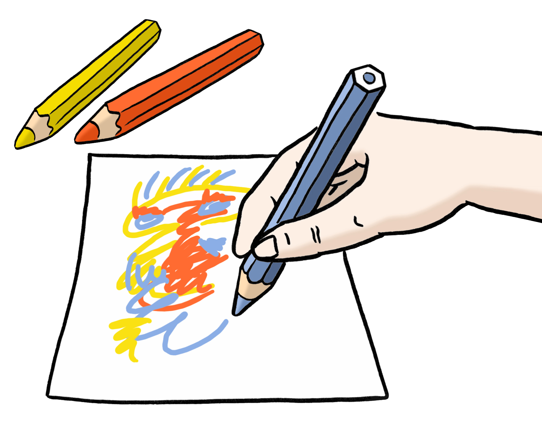 Leichte Sprache Bild: eine Hand malt etwas auf ein Blatt Papier