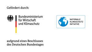 Das Logo des Bundesministeriums für Umwelt, Naturschutz und nukleare Sicherheit, rechts davon das Logo der Nationalen Klimaschutz Initiative