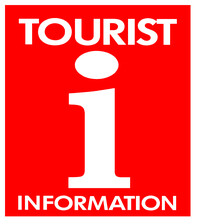 In weiß auf rot: das Logo der Tourist Information
