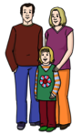 Leichte Sprache Bild: Ein Elternpaar mit einem Kind