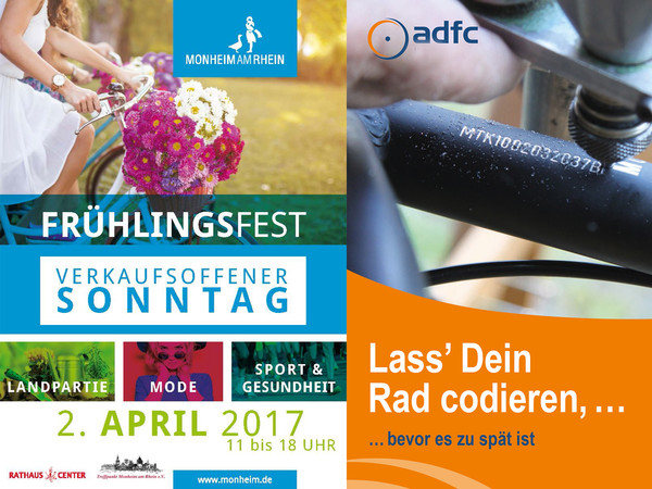 Mit Sicherheit ein gute Idee: Codierte Fahrräder schrecken Langfinger vom Diebstahl ab! Grafik: ADFC/Stadt Monheim am Rhein 