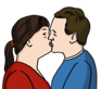 Leichte Sprache Bild: Ein Mann und eine Frau küssen sich