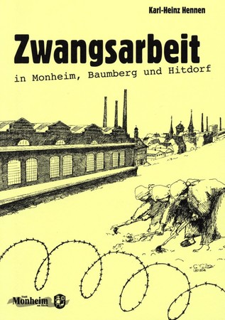 Umschlag des Buchs „Zwangsarbeit in Monheim, Baumberg und Hitdorf“. (Grafik: Strich!Punkt)