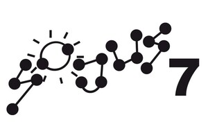 Logo vom Sojus 7: in schwarz auf weiß, die Buchstaben von "Sojus" bestehen aus stilisierten Sternenbildern
