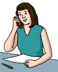 Leichte Sprache Bild: Eine Frau telefoniert