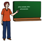 Leichte Sprache Bild: Eine Lehrerin vor einer Tafel