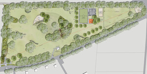 Ein Plan der Bürgerwiese mit eingezeichneten Flächen u.a. für den Spielplatz