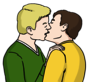 Leichte Sprache Bild: zwei Männer küssen sich
