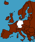 Leichte Sprache Text: Eine Karte von Europa, Deutschland ist weiß eingefärbt, die übrigen Länder ocker