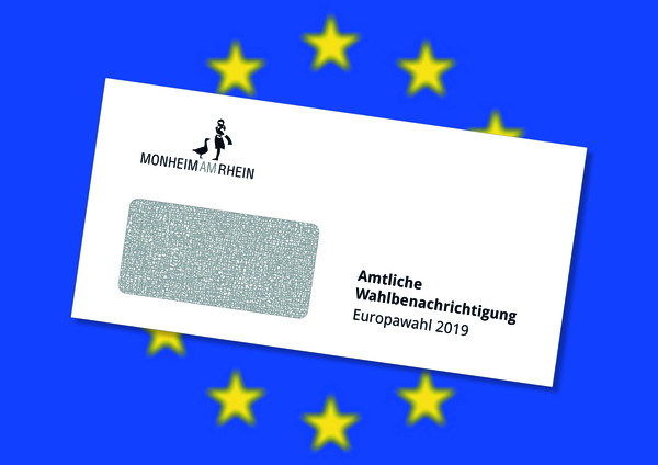 Die Wahlbenachrichtigung zur Europawahl 2019 kommt in diesen Tagen in die Monheimer Briefkästen. Foto: Stadt Monheim am Rhein