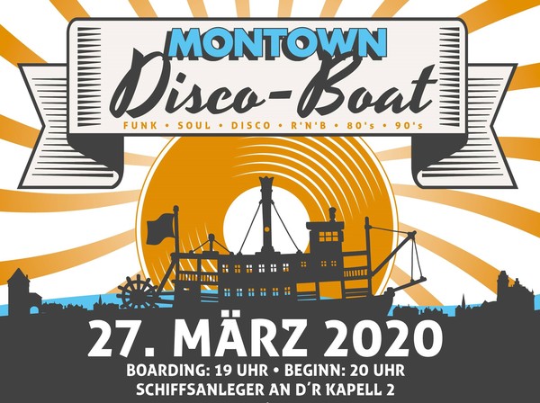 Die DJs Vinyl Richie, Canybaby und Jens Lissat legen am 27. März bei der fünften Ausgabe der „Montown Club Night“ auf – dieses Mal auf der MS Beethoven auf dem Rhein. Grafik: Peter Norf
