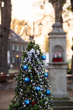 Weihnachtsbäume dekorieren in der Altstadt
