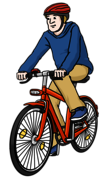 Leichte Sprache Bild: Ein Mann auf einem Fahrrad