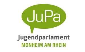 Das Logo des Jugendparlaments in hellgrün, grau und weiß