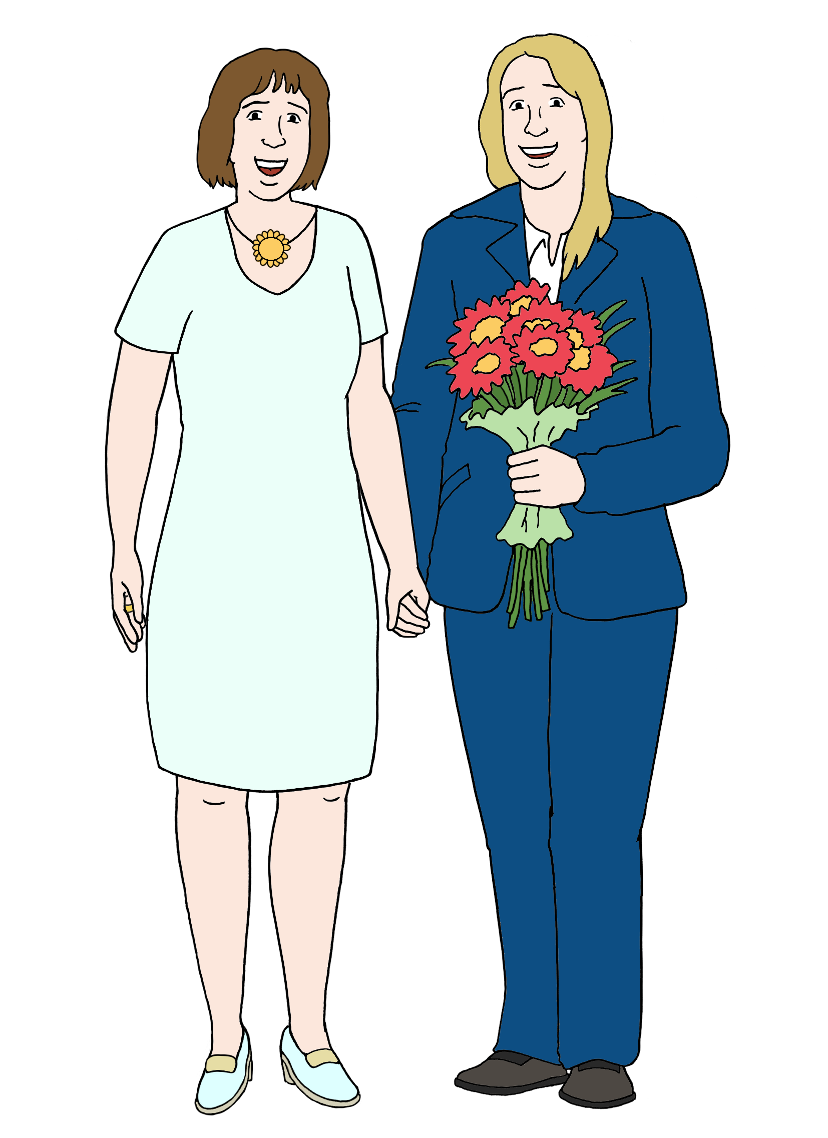 Leichte Sprache Bild: zwei Frauen in Hochzeitskleidung