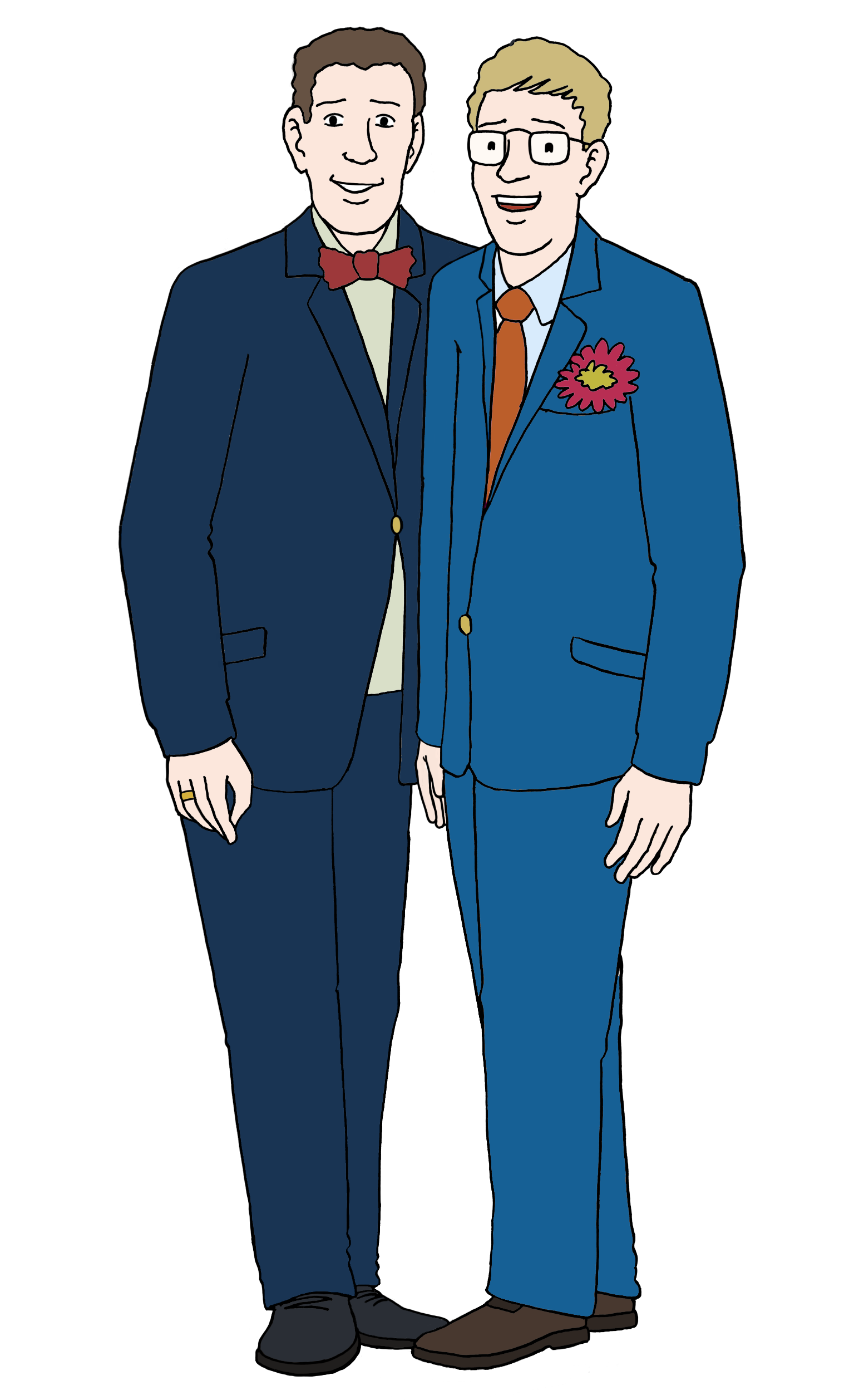 Leichte Sprache Bild: zwei Männer in Hochzeitskleidung