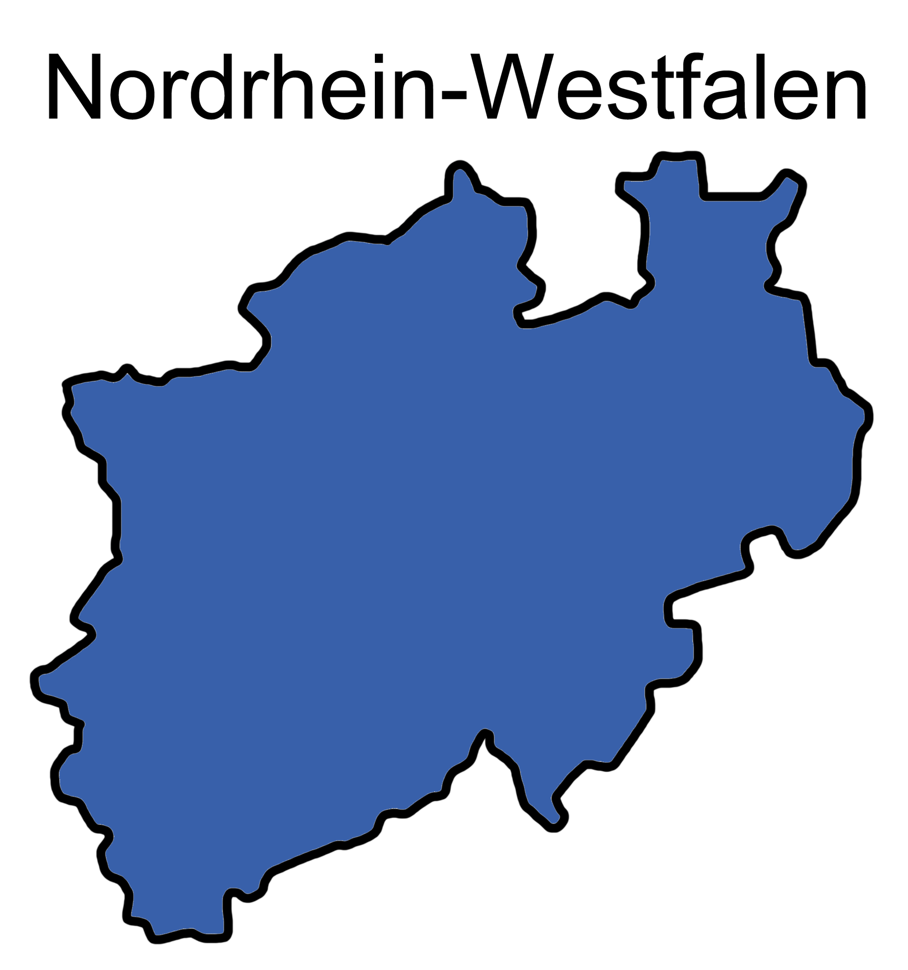 Leichte Sprache Bild: der Umriss des Landes Nordrhein-Westfalen