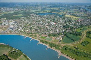 Luftbild des Monheimer Stadtgebiets