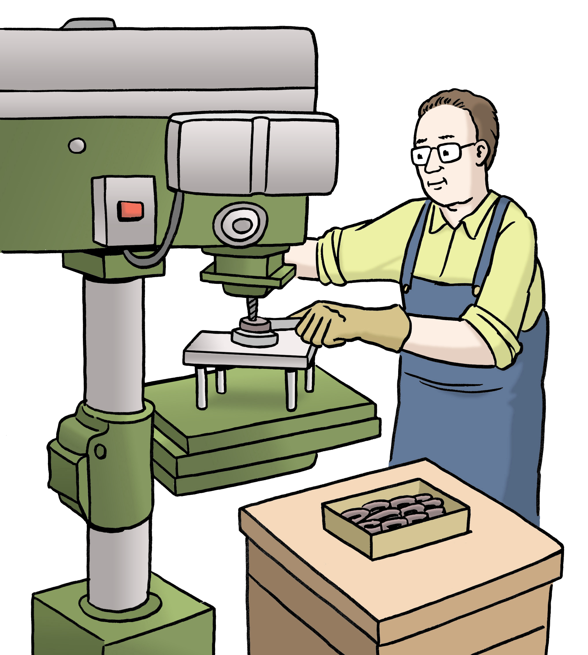 Leichte Sprache Bild: Ein Mann arbeitet an einer Maschine