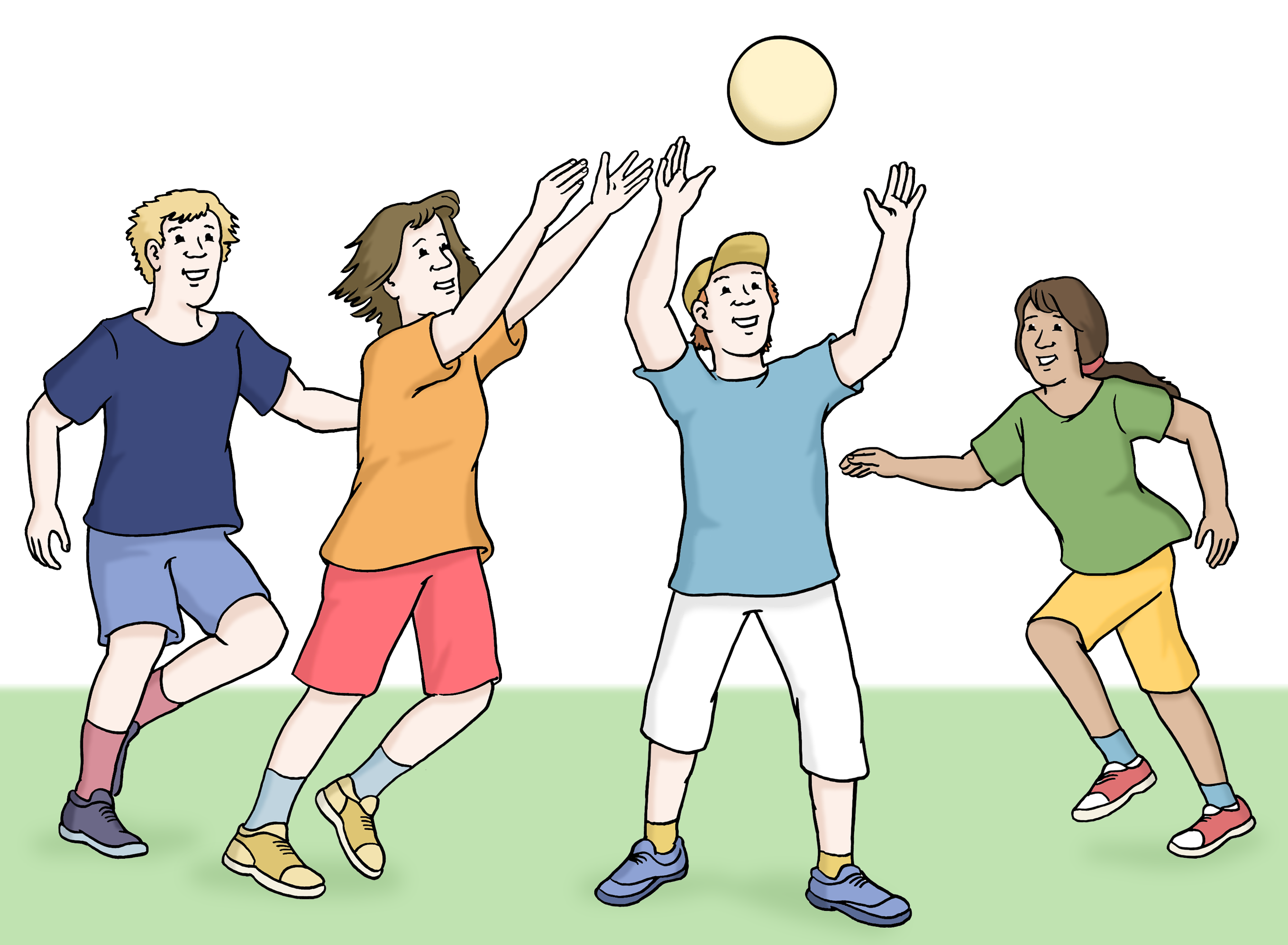 Leichte Sprache Bild: mehrere Jugendliche spielen mit einem Ball