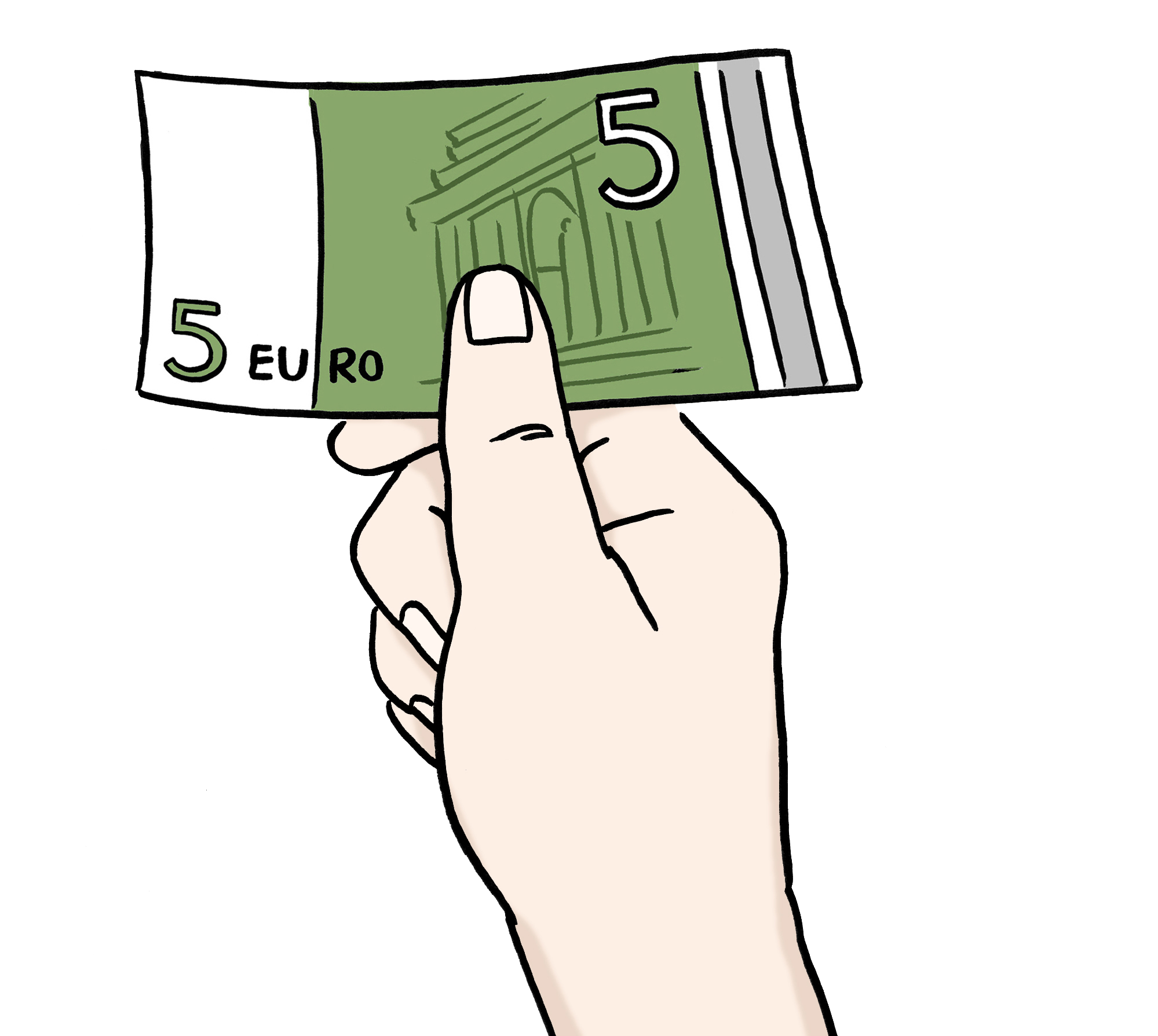 Leichte Sprache Bild: eine Hand hält einen Geldschein