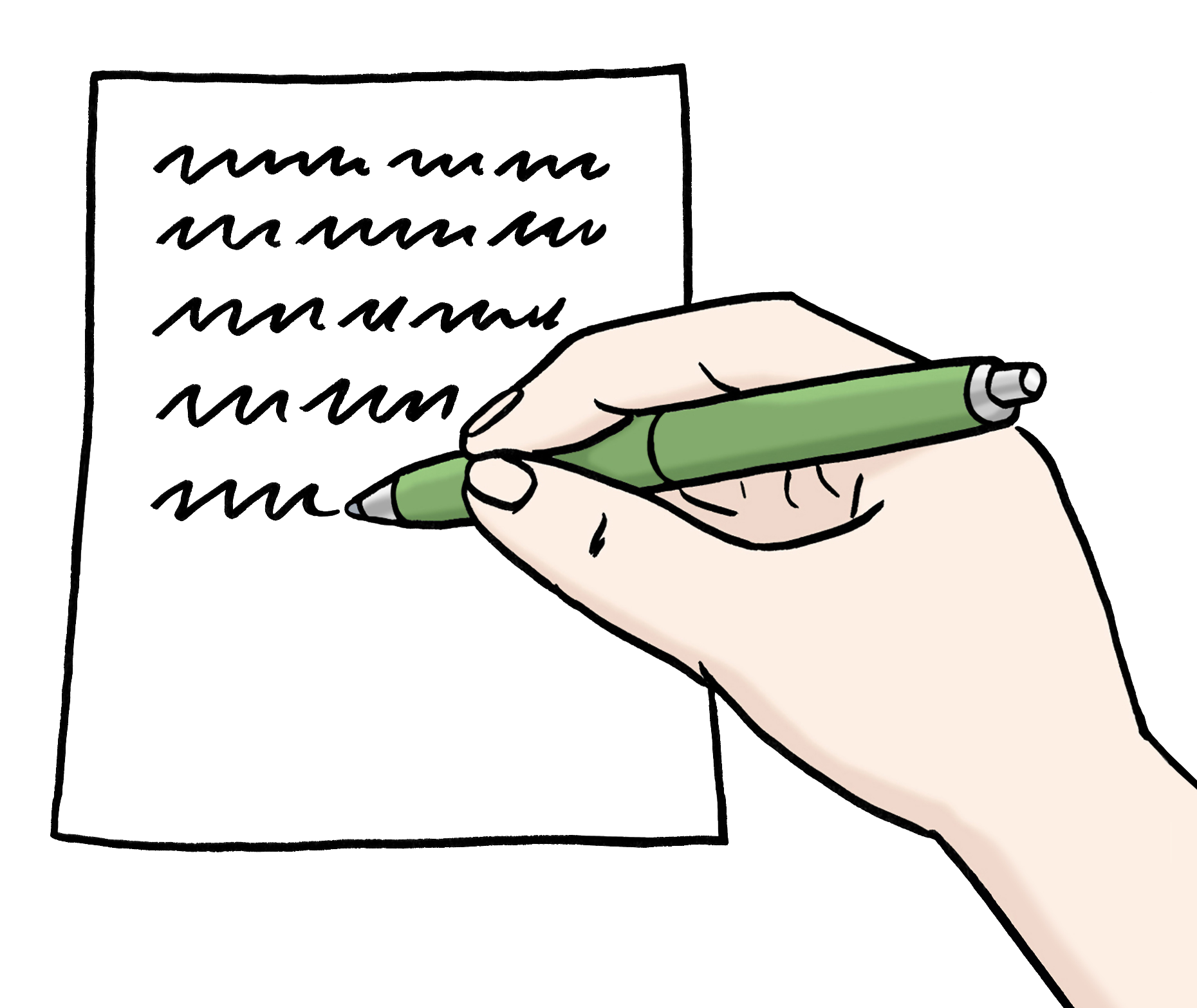 Leichte Sprache Bild: eine Hand schreibt etwas auf ein Blatt Papier