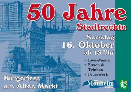 Plakat zur Veranstaltung "50 Jahre Stadtrechte" am 16. Oktober 2010