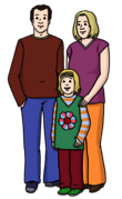 Leichte Sprache Bild: Ein Elternpaar mit einem kleinen Mädchen